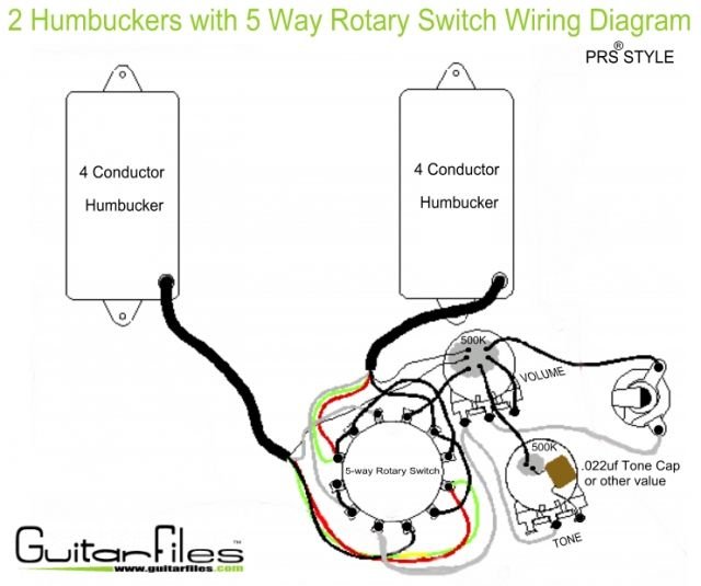 2 Humbuckers with 5 Way Rotary Switch Wiring Diagram Guitar Gear Geek