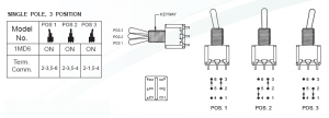  three positions double pole (DP3T) ON/ON/ON toggle switch